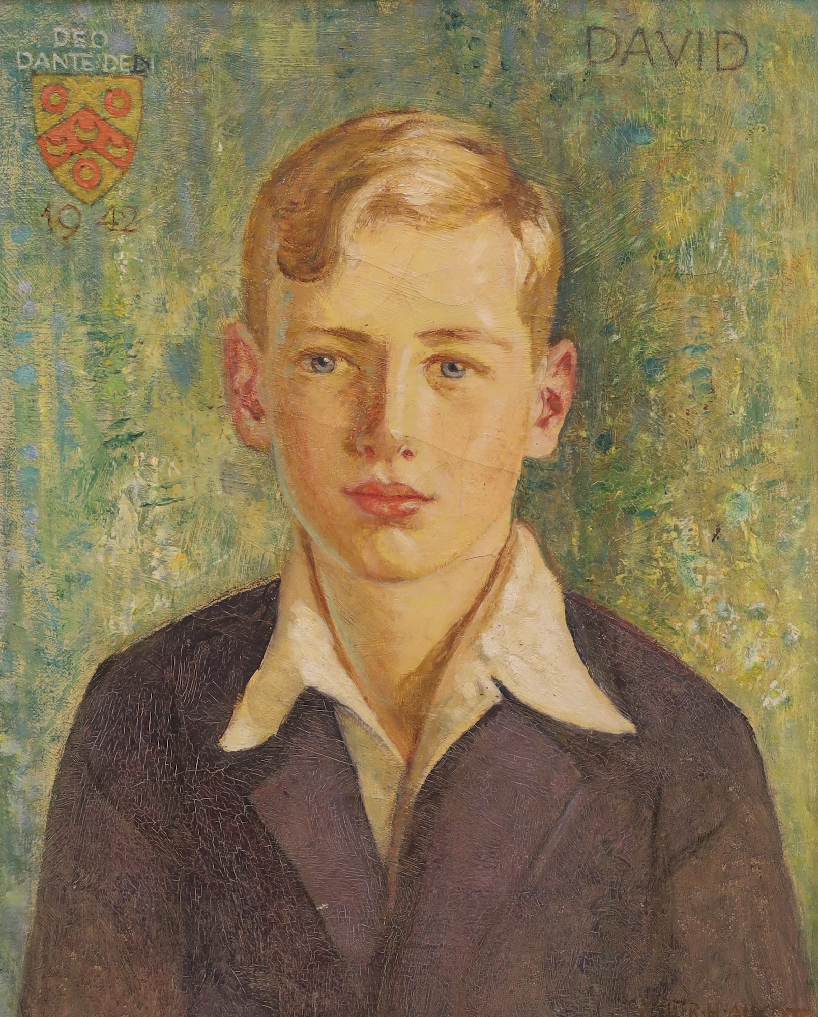 Walter Herbert Allcott RWA, (1880-1951), oil on canvas, Portrait of David, signed and dated 1942, 50 x 40cm